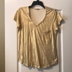 Anthropologie gold shimmer top